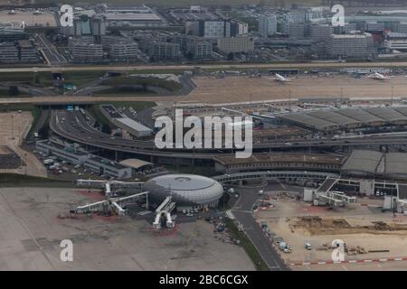 Paris, Frankreich. März 2020. Fast leerer Flughafen Paris Charles de Gaulle vor der Coronavirus-Krise in Frankreich Stockfoto