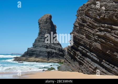 Küstenlinie zwischen Carrapateira und Cabo de Sao Vicente, Portugal Stockfoto