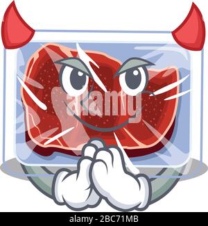 Gefrorenes Rindfleisch, gekleidet als Trickfilm-Character-Designstil Stock Vektor