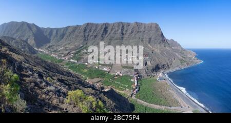 Tal von Hermigua auf der Insel La Gomera Stockfoto