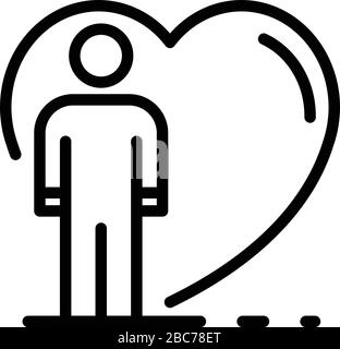 Symbol für den sozialen Dienst der Herzpflege, Gliederungsstil Stock Vektor