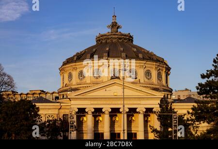 Rumänisches Athenäum oder Ateneul Roman, im Zentrum der rumänischen Hauptstadt Bukarest Stockfoto