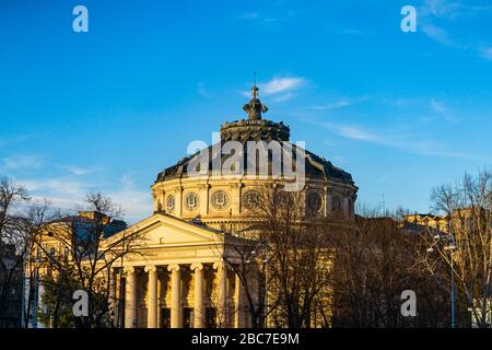 Rumänisches Athenäum oder Ateneul Roman, im Zentrum der rumänischen Hauptstadt Bukarest Stockfoto