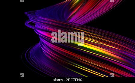 Abstraktes 3d-Rendering von verdrehten Linien. Modernes Hintergrunddesign, Illustration einer futuristischen Form Stockfoto