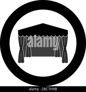 Pavillon zum Einkaufen Business Zelt Marquee für Werbung Symbol im Kreis rund schwarz Farbe Vektor Illustration flacher Stil einfaches Bild Stock Vektor