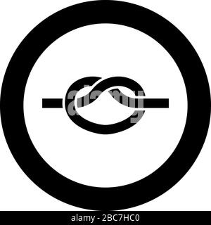 Knotenpunktseil geknüpfte Knotenpunkte Konzept Elose-Symbol im Kreis rund schwarz Farbe Vektor Illustration flaches Design einfaches Bild Stock Vektor