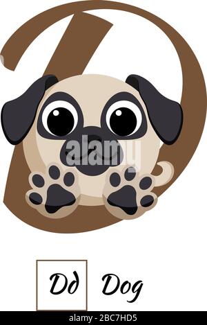 Englisches Tieralphabet Buchstabe D im Vektorstil Stock Vektor