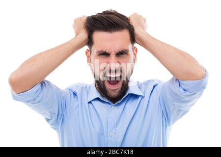 Wütender junger Mann Stockfoto
