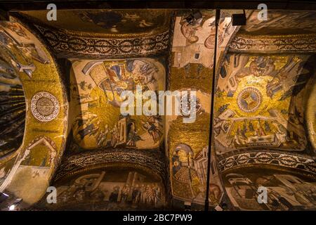 Istanbul/Türkei - 5. März 2019: Die Kirche des Heiligen Heilands in Chora ist eine als Chora oder Kari erhaltene, mittelalterliche, byzantinisch-orthodoxe Kirche Stockfoto
