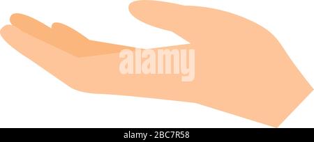 Ausgestreckte Hand Vektor Illustration flach Design isoliert auf weißem Hintergrund Geste Hände Handflächen Demonstrationen Stock Vektor
