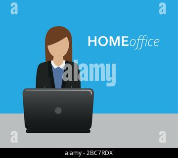 Business Woman auf dem Laptop im Home Office Vector Illustration EPS10 Stock Vektor