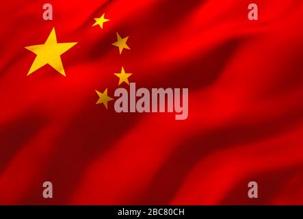 Flagge der Republik China in den Wind. 3D-Darstellung Stockfoto