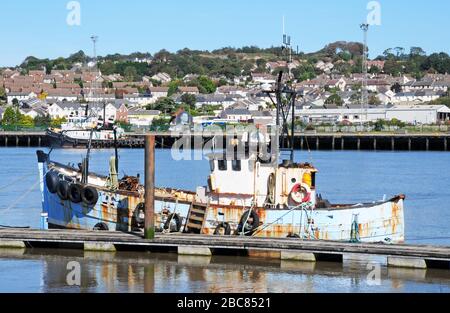 Altes Boot im waterford Hafen. Co. Waterford. Stockfoto