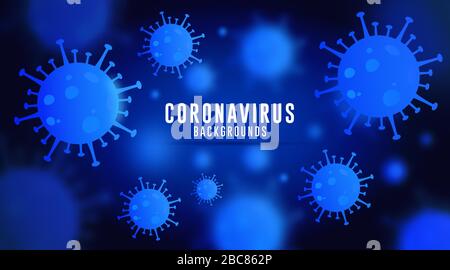 Coronavirus Hintergrund, Covid-19-Hintergrund, Virus-Hintergrund, Coronavirus Hintergrund mit blauem Gradient Stock Vektor