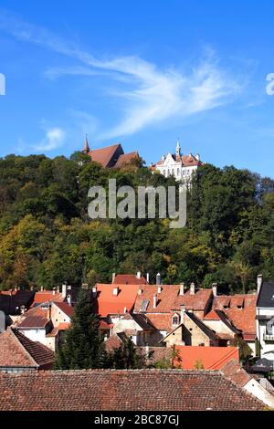 Kirche auf dem Hügel in der mittelalterlichen Zitadellenstadt Sighisoara, Rumänien, Europa Stockfoto