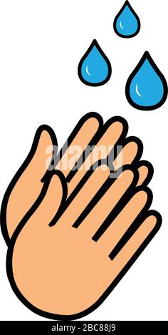 Gesunde Waschhandchen medizinische Chirurgie Körperhygiene Hände unter Wasser Vektor-Illustration Stock Vektor