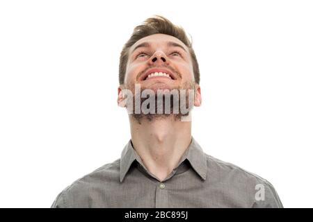 Porträt des jungen Mannes nachschlagen Stockfoto