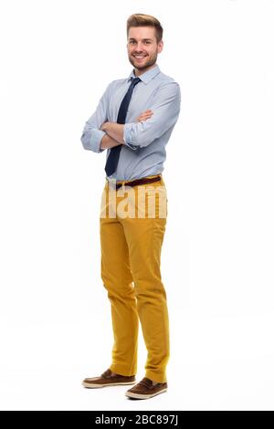 Porträt des jungen Mann auf weißem Hintergrund Stockfoto