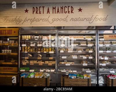 Pret A Manger Store, Brtish Chain of Café / Food Take Away Stores - Exterieur Logo / Signage - London Stockfoto