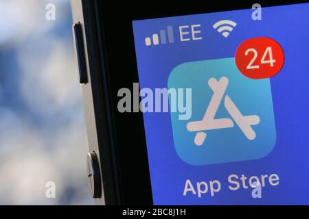 Apple App Store App auf einem iPhone. Stockfoto