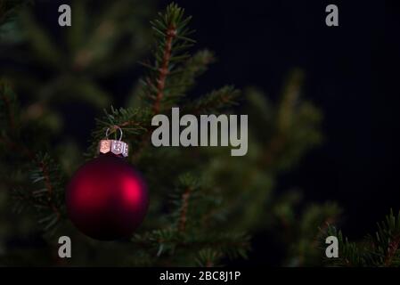 Christmas Ball am Weihnachtsbaum Stockfoto