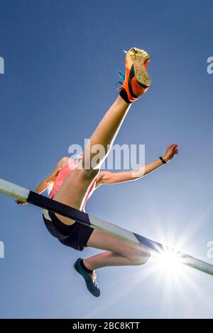 Leichtathletik, Hürden, Frau, 22 Jahre, Schorndorf, Baden-Württemberg, Deutschland Stockfoto