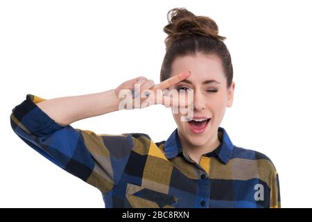 Studio von einer attraktiven jungen Frau erschossen Stockfoto