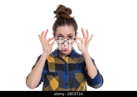 Studio von einer attraktiven jungen Frau erschossen Stockfoto