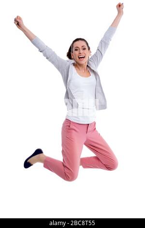 Young woman jumping Stockfoto