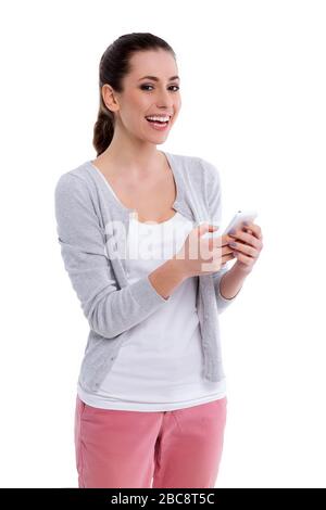 Studio von einer attraktiven jungen Frau erschossen Stockfoto