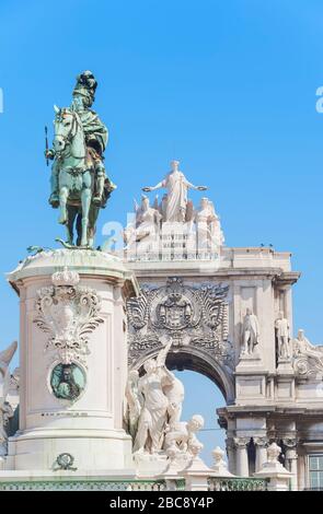 Reiterstatue von König Jose I., Handelsplatz, Lissabon, Portugal. Stockfoto