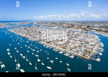 Luftaufnahme von Balboa Island Newport Beach California Stockfoto