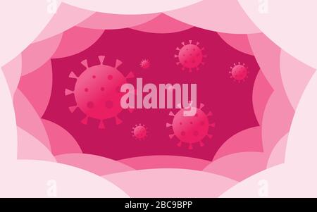 Coronavirus COVID-19 im Inneren von Kehle, Nase, Lung & Respiratory System Research oder Studie des Patientenkörpers. Vektordarstellung der neuartigen Corona-Virus-Pandemie Stock Vektor