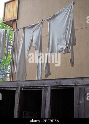 Waschen auf der Linie im Tenement Museum, Lower East Side, Manhattan, New York, USA Stockfoto