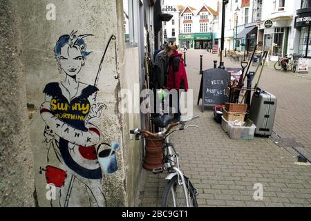 AJAXNETPHOTO. 2019. WORTHING, ENGLAND. - KUNST AUF DER STRASSE - KUNSTWERK VON HORACE AN EINER WAND IN EINER GASSE IM STADTZENTRUM. FOTO: JONATHAN EASTLAND/AJAX REF:DP1X191405 169 Stockfoto