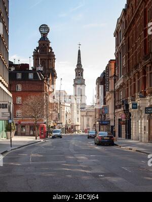 London UK 2. April 2020, London unter Lockdown, Leere Streets, Credit: Ian Humphreys Stockfoto
