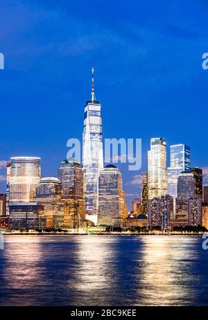 New York Skyline Freedom Tower Downtown Manhattan New York City One World Trade Center Financial District Stockfoto