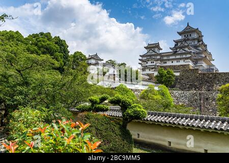 Burg Himeji oder Schloss White Heron (Shirasagijo) aus dem Viertel Princess, Japan Stockfoto