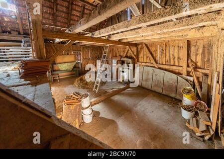 Deutschland, Altmannsrot, Altbau, Scheune, Fachwerk, aufrüstbar Stockfoto