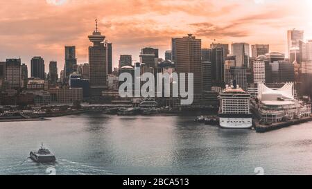 Wunderschöne Innenstadt von Vancouver vom Wasserflugzeug, Kanada British Columbia Stockfoto