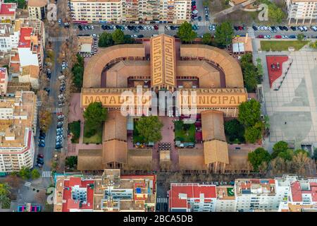 Luftbild, städtischer Flughafen Matadero, Centro Cultural S'Escorxador, Palma, Mallorca, Spanien, Europa, Balearen Stockfoto