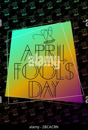 Art Deco April Fool's Day (1. April) Text. Dekorative Grußkarte, Schild mit Vintage-Buchstaben. Stock Vektor