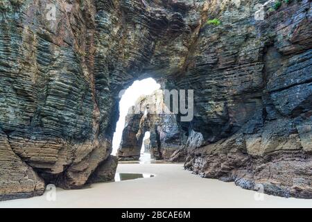 Spanien, Nordküste, Galicien, Nationalpark, Domstrand, Praia as Catedrais, Playa de las Catedrales, Naturdenkmal Stockfoto