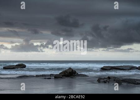 Spanien, Nordküste, Galicien, Nationalpark, Domstrand, Praia as Catedrais, Playa de las Catedrales, Naturdenkmal Stockfoto
