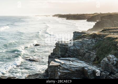Spanien, Nordküste, Galicien, Nationalpark, Domstrand, Praia as Catedrais, Playa de las Catedrales, Naturdenkmal Stockfoto