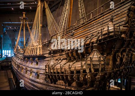 Schweden, Stockholm, Djurgarden, Vasamuseet, Museum mit einem Schiff aus dem 17. Jahrhundert, Der Vasa, die im Hafen von Stockhom sank und im 19. Jahrhundert aufgezogen wurde Stockfoto