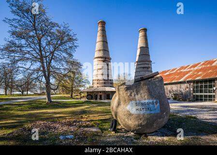 Schweden, Gotland Island, Bungenas, ehemalige Kreidemine und Militärbasis, jetzt eine exklusive Ferienentwicklung und Naturreservat, Sommerzeit im Freien B. Stockfoto