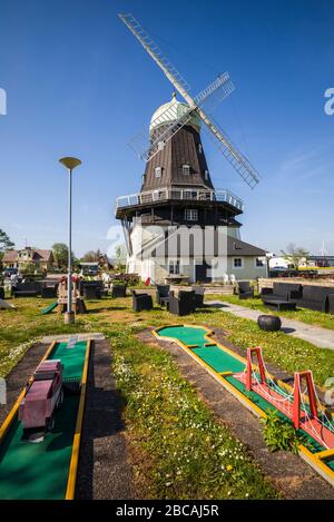 Schweden, Oland Island, Sandvik, Sandvikskvarn, große Holzwindmühle Stockfoto