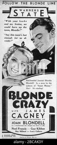 JAMES CAGNEY und JOAN BLONDELL in BLONDEN, VERRÜCKTEN aka KEHLIGEN GASSE 1931 Regisseur ROY DEL RUTH Story Kubec Glasmon und John Bright Warner Bros Stockfoto