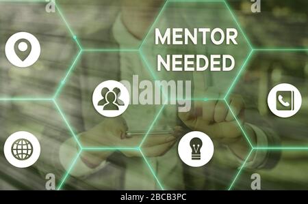 Wort schreiben Text Mentor benötigt. Business Foto zur Schau stellen wollte Hilfe für mehr erfahren oder mehr Kenntnisse demonstrieren Stockfoto